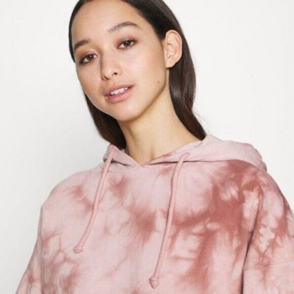 Topshop Premium Pink Tie Dye Sweatshirt Hoodie Women's Size Large NEW - Picture 5 of 10